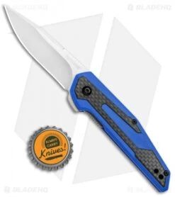 Kershaw Anso Fraxion Liner Lock Knife CF/Blue G-10 (2.75" Satin) 1160BLU -Kershaw Kershaw Anso Fraxion LL CF Blue G 10 1160BLU BHQ 79684 jr bottlecap