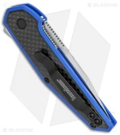 Kershaw Anso Fraxion Liner Lock Knife CF/Blue G-10 (2.75" Satin) 1160BLU -Kershaw Kershaw Anso Fraxion LL CF Blue G 10 1160BLU BHQ 79684 jr side