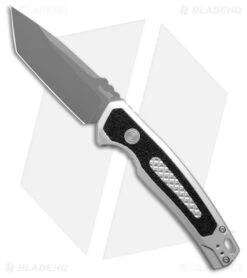 Kershaw Auto Launch 16 Button Lock Knife Raw Aluminum/Black Inserts (3.45" Gray)