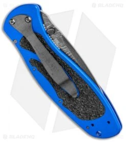 Kershaw Blur Assisted Opening Knife Blue Aluminum (3.375" Damascus) 1670NBDAM -Kershaw Kershaw Blur Assisted Opening Knife Blue Aluminum Damascus 1670NBDAM BHQ 107880 kp side jr