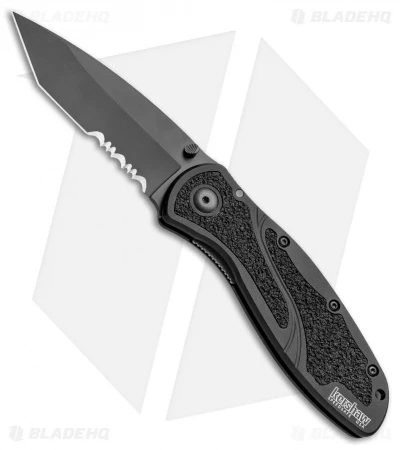 Kershaw Blur Tanto Assisted Opening Knife Black (3.375" Black Serr) 1670TBLKST 1 Kershaw Blur Tanto Assisted Opening Knife Black (3.375" Black Serr) 1670TBLKST