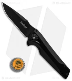 Kershaw Flythrough Frame Lock Knife (3" Black) 1988 -Kershaw Kershaw Flythrough Black BHQ 80578 er bottlecap
