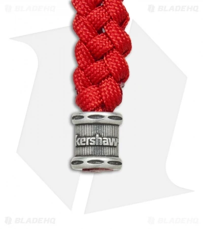Kershaw Knives Tied Red Paracord Lanyard + Kershaw Bead 2 Kershaw Knives Tied Red Paracord Lanyard + Kershaw Bead - Image 2