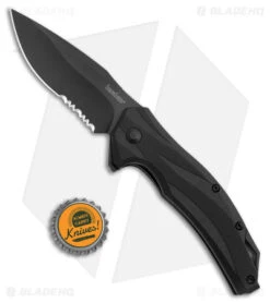 Kershaw Lateral Spring Assisted Knife Black GRN (3" Black Serr) 1645BLKST -Kershaw Kershaw Lateral Knife Black Black Serr BHQ 178498 jr bottlecap