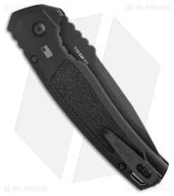 Kershaw Launch 16 Tactical Automatic Knife Black (3.5" Black Serr M4) 7105 -Kershaw Kershaw Launch 16 Automatic Knife Black Aluminum CPM M4 Black Serr 7105 BHQ 183860 side kc large