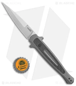 Kershaw Launch 8 Stiletto Automatic Knife Gray/CF (3.5" Stonewash) 7150 -Kershaw Kershaw Launch 8 Stiletto Auto Gray CF SW BHQ 94067 jr bottlecap large