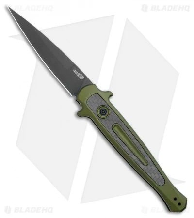 Kershaw Launch 8 Stiletto Automatic Knife Green/CF (3.5" Black) 1 Kershaw Launch 8 Stiletto Automatic Knife Green/CF (3.5" Black)