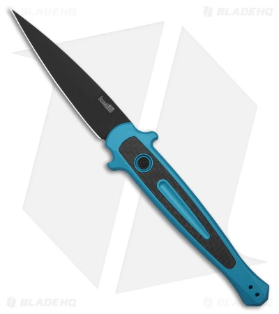 Kershaw Launch 8 Stiletto Automatic Knife Teal/CF (3.5" Black) 7150TEALBLK 1 Kershaw Launch 8 Stiletto Automatic Knife Teal/CF (3.5" Black) 7150TEALBLK