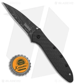 Kershaw Leek Assisted Opening Knife CF (3.4" Damascus) 7 Kershaw Leek Assisted Opening Knife CF (3.4" Damascus) -Kershaw Kershaw Leek AO CF Damascus BHQ 165799 td size