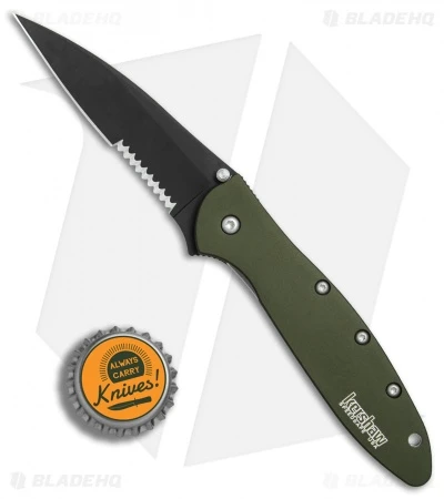 Kershaw Leek Assisted Opening Knife OD Green (3" Black Serr) 1660OLBLKST 4 Kershaw Leek Assisted Opening Knife OD Green (3" Black Serr) 1660OLBLKST - Image 4