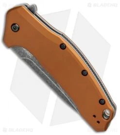 Kershaw Link Drop Point Knife Flat Dark Earth Aluminum (3.25" BlackWash) 6 Kershaw Link Drop Point Knife Flat Dark Earth Aluminum (3.25" BlackWash) -Kershaw Kershaw Link Assisted SW Plain FDE Handle 1776BRZBW BHQ 85193 jr side