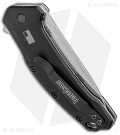 Kershaw Link Drop Point Knife Black (3.25" M390 Stonewash) 1776BLK -Kershaw Kershaw Link DP Black SW 1776BLK BHQ 75307 jr side 2