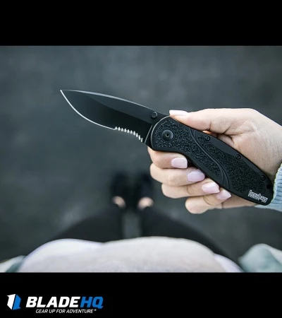 Kershaw Blur Assisted Opening Knife Black (3.375" Black Serr) 1670BLKST 3 Kershaw Blur Assisted Opening Knife Black (3.375" Black Serr) 1670BLKST - Image 3