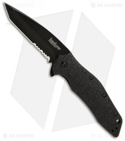 Kershaw Kuro Tanto Assisted Opening Knife (3.125" Black Serr) 1835TBLKST 1 Kershaw Kuro Tanto Assisted Opening Knife (3.125" Black Serr) 1835TBLKST